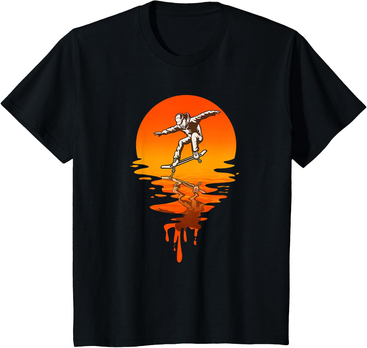 Vintage Retro Style Skateboarding T-Shirt - Black