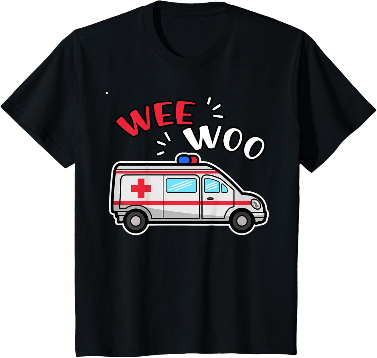 Wee Woo EMT Ambulance Responder Emergency Medical Technician T-Shirt - Black