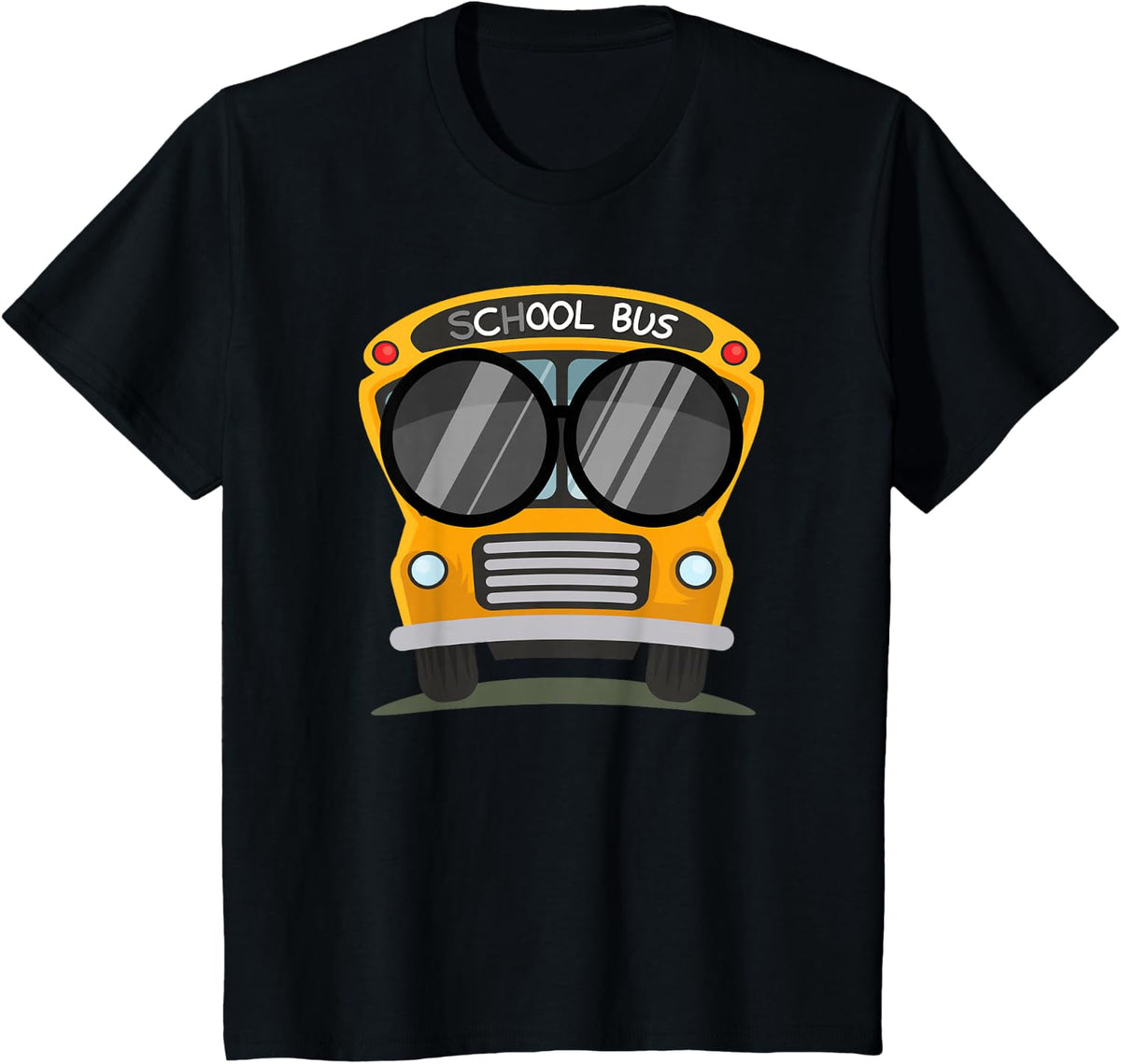 Cool Bus with Sunglasses, School Bus America T-Shirt - Black