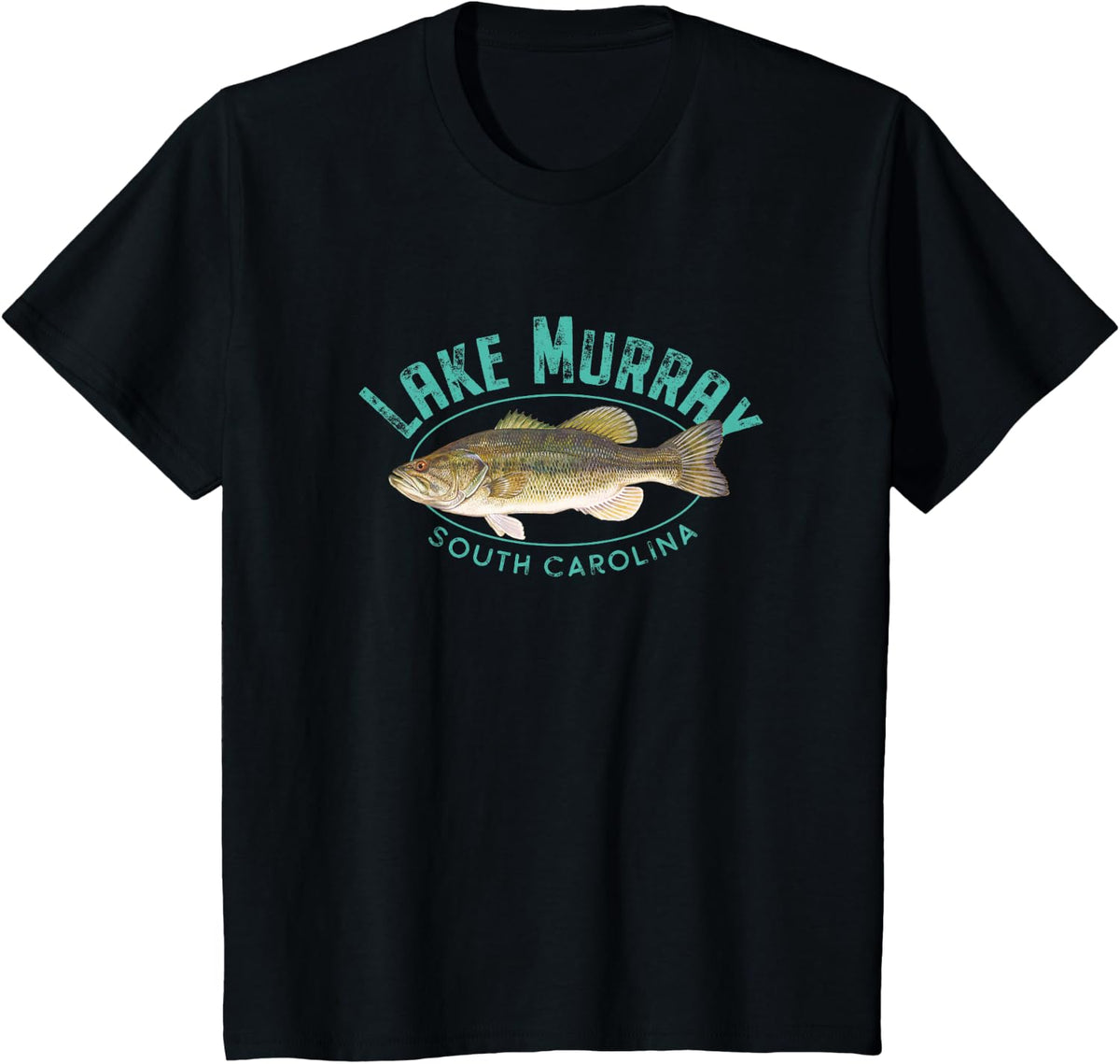Lake Murray South Carolina Largemouth Bass Design T-Shirt - Black