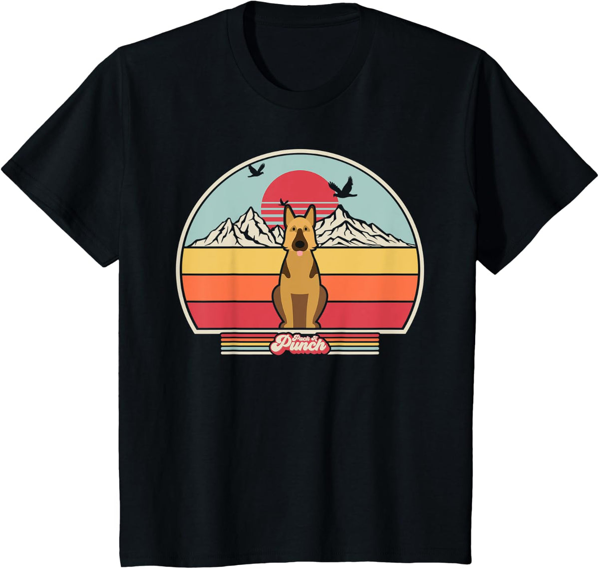 German Shepherd Shirt. Retro Style T-Shirt - Black