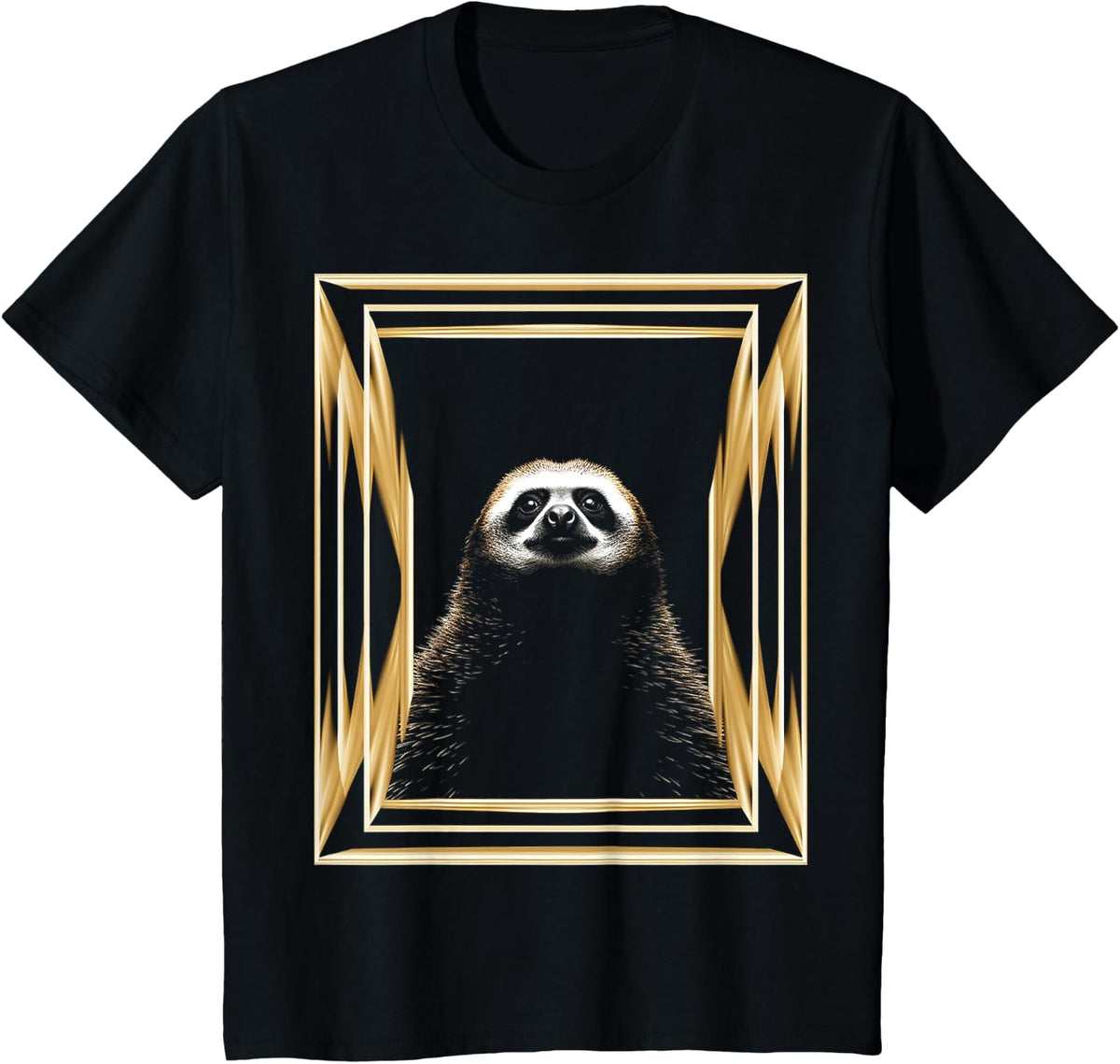 Sloth Lover Geometric Animal Art Drawing Graphic Sloth T-Shirt - Black