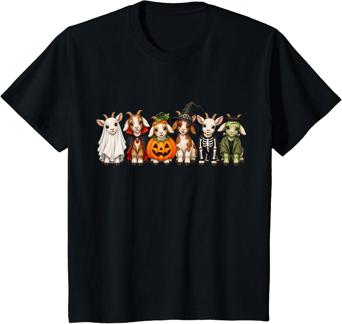 Cute Halloween Goats Costume Party Goat Lover Spooky T-Shirt - Black