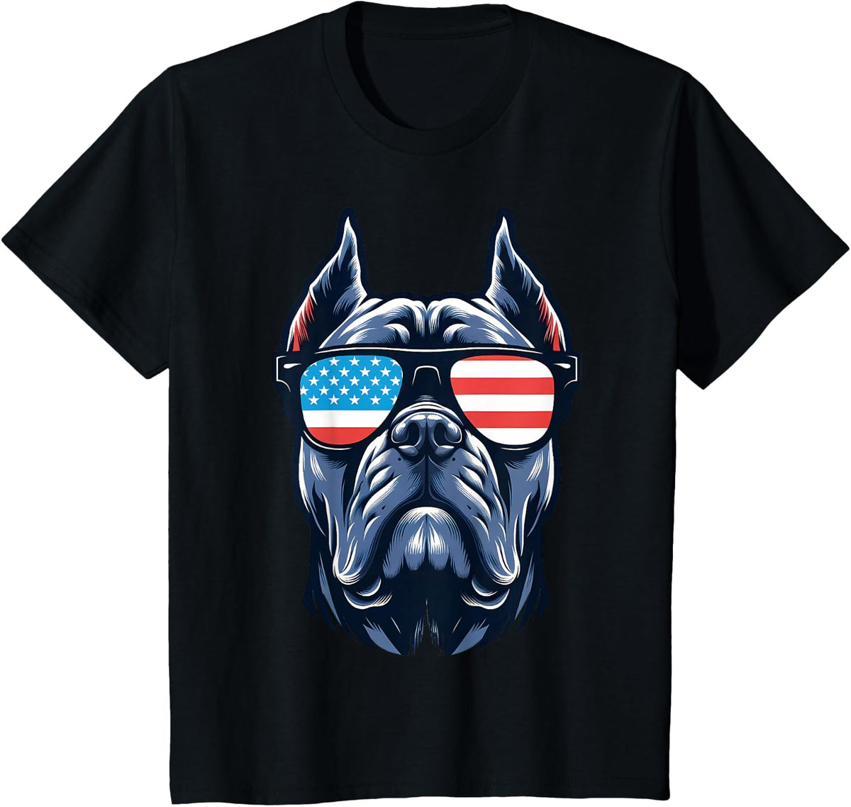 Cane Corso Patriotic American Flag USA Sunglasses Dog Women Kids Men T-Shirt - Black