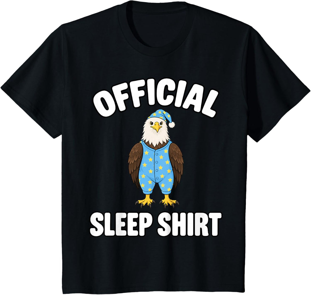 Bald Eagle Sleeping in Pajamas Official Sleepshirt Cute Bird T-Shirt - Black