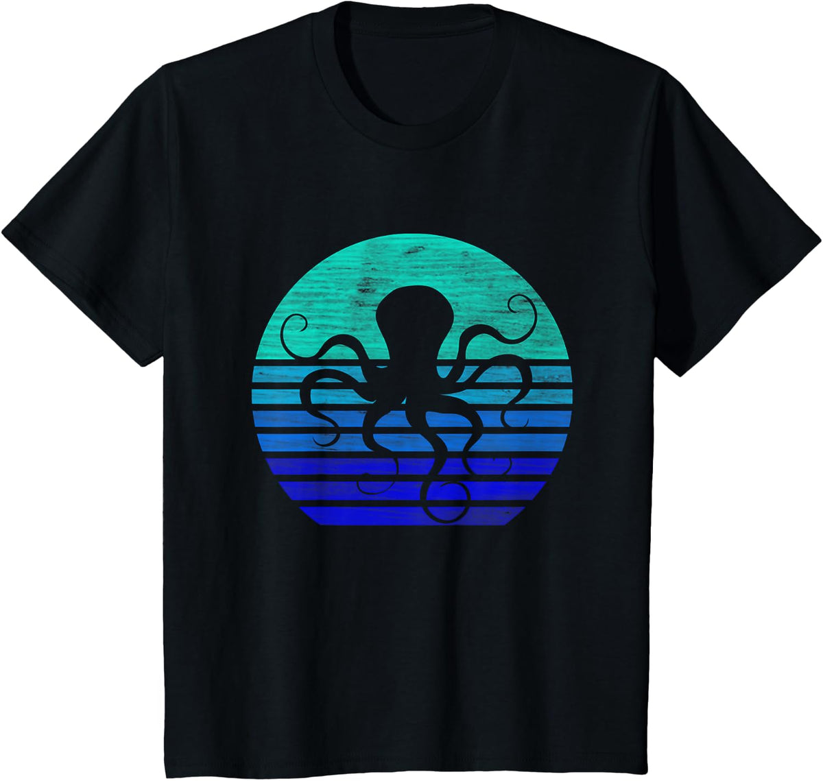 Retro Octopus Silhouette T-Shirt - Black