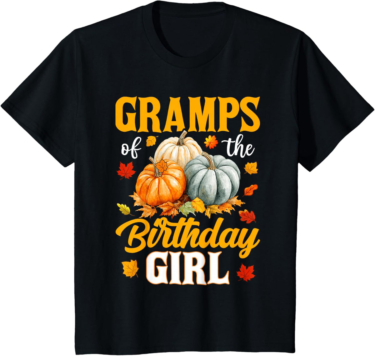 Gramps of The Birthday Girl Halloween Pumpkin T-Shirt - Black
