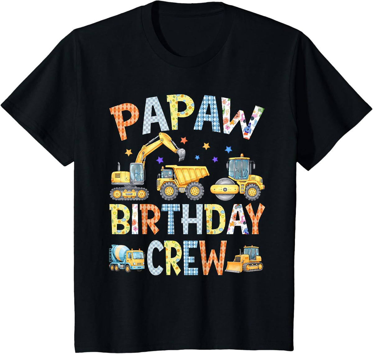 Papaw Birthday Crew Construction Birthday Party T-Shirt - Black