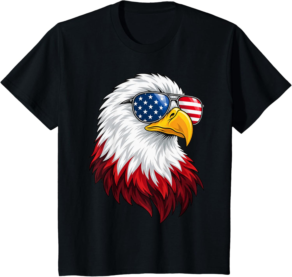 Bald Eagle Aviator Sunglasses American Flag Graphic T-Shirt - Black