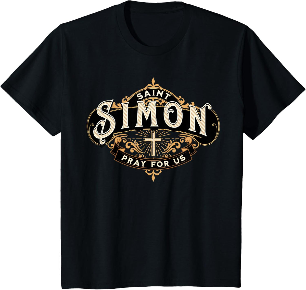 St Simon Twelve Apostles of Jesus Catholic Saint T-Shirt - Black