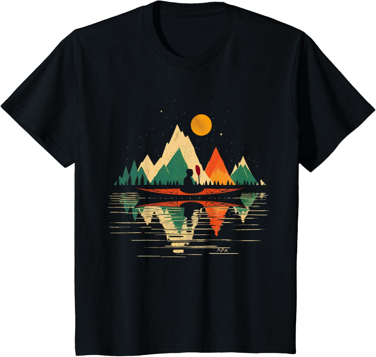 Kayaking Vintage Retro Mountains Canoe Canoeing Kayak T-Shirt - Black