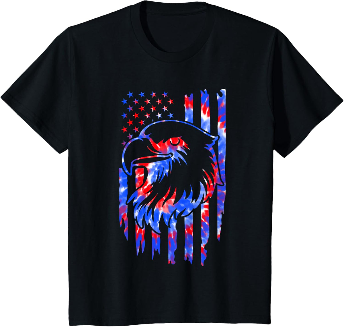 Red White Blue Tie Dye American Flag Vintage 4th Of July T-Shirt - Black