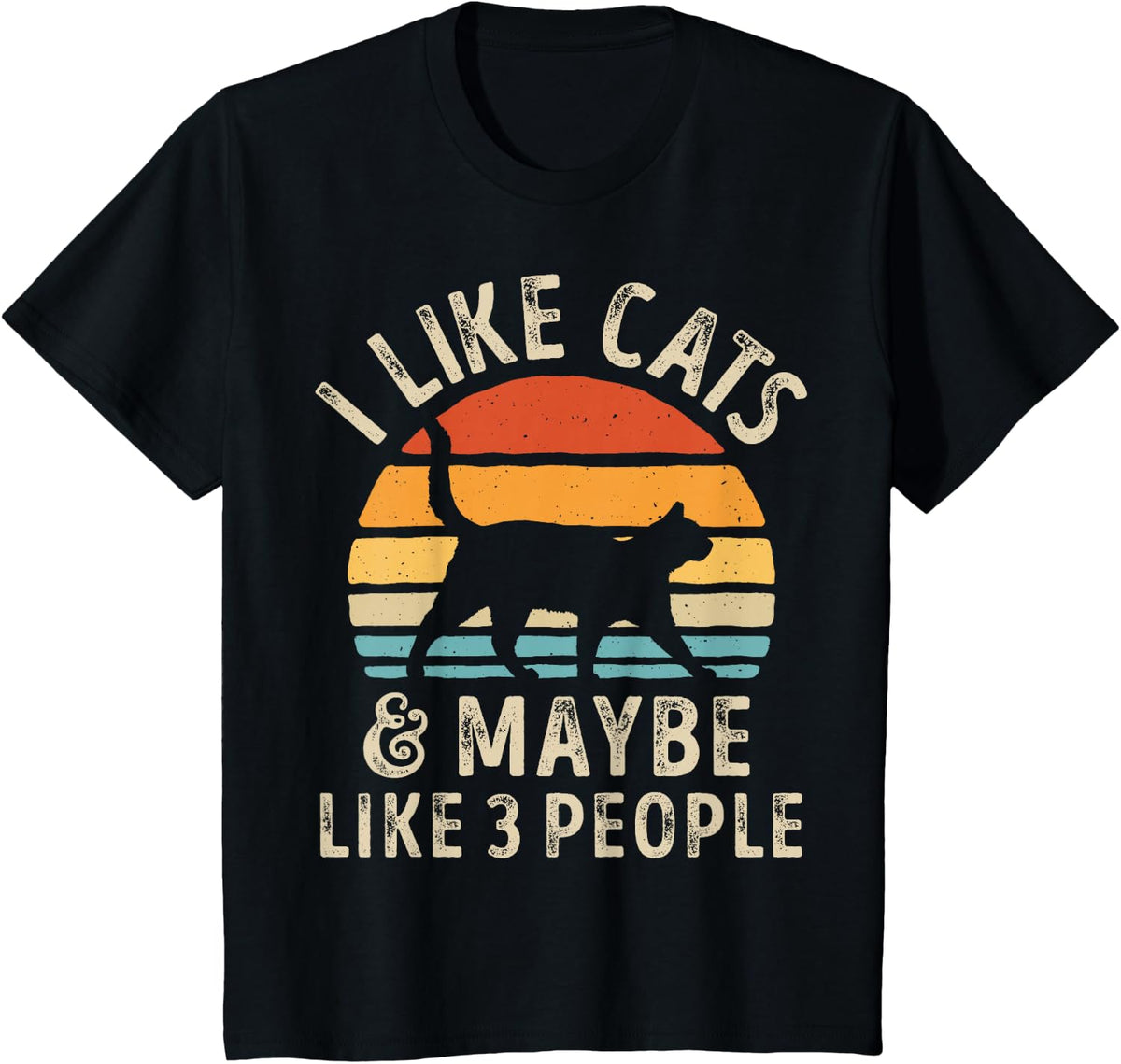 I Like Cats and Maybe Like 3 People Cat Retro Men T-Shirt - Black