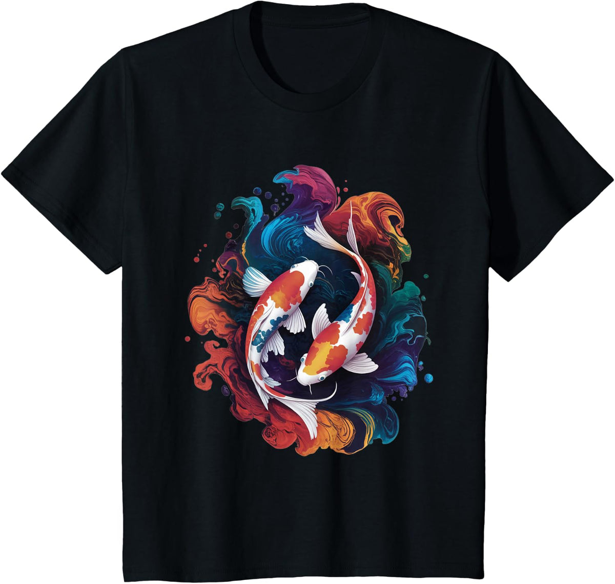 Yin Yang Koi Fish Art Japan Culture Lover Tee T-Shirt - Black