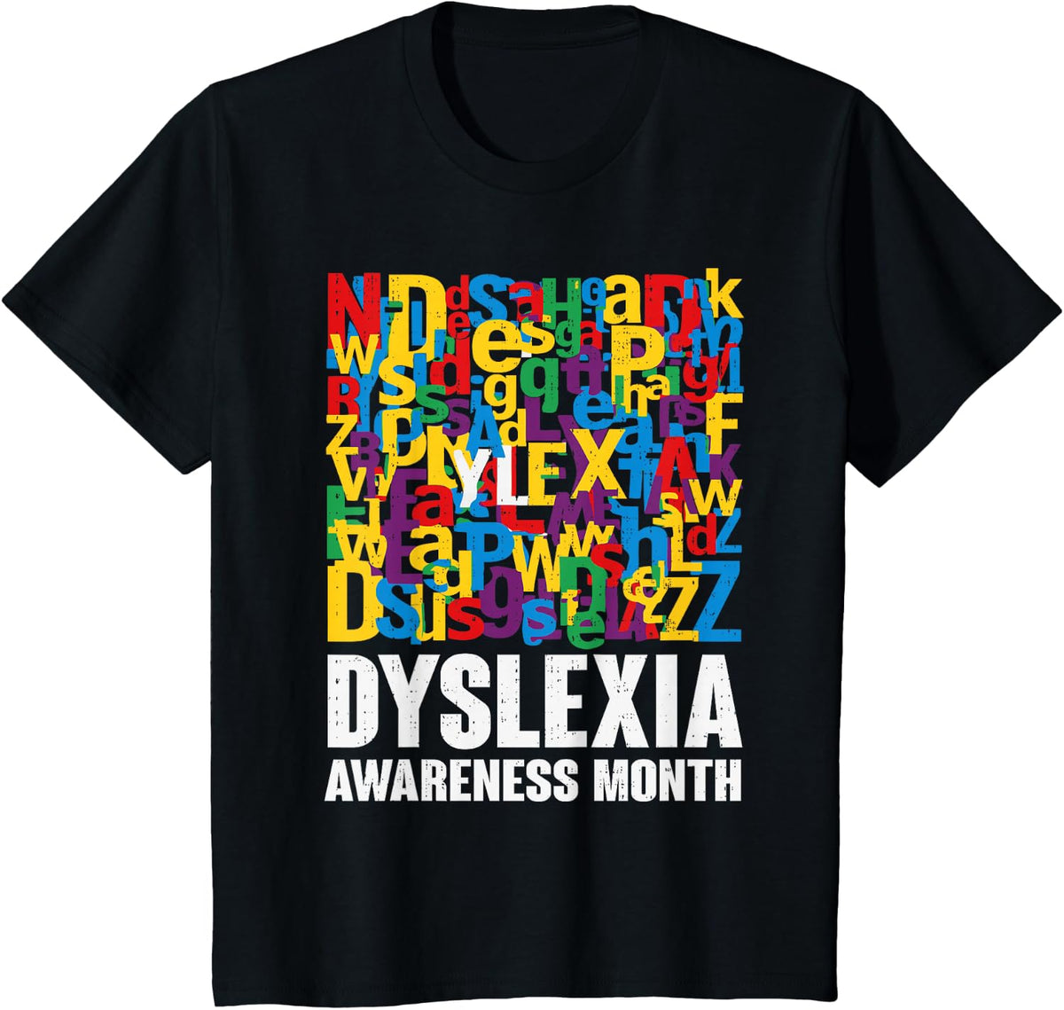 Dyslexia Awareness Month Ribbon Silver Specialist Support T-Shirt - Black