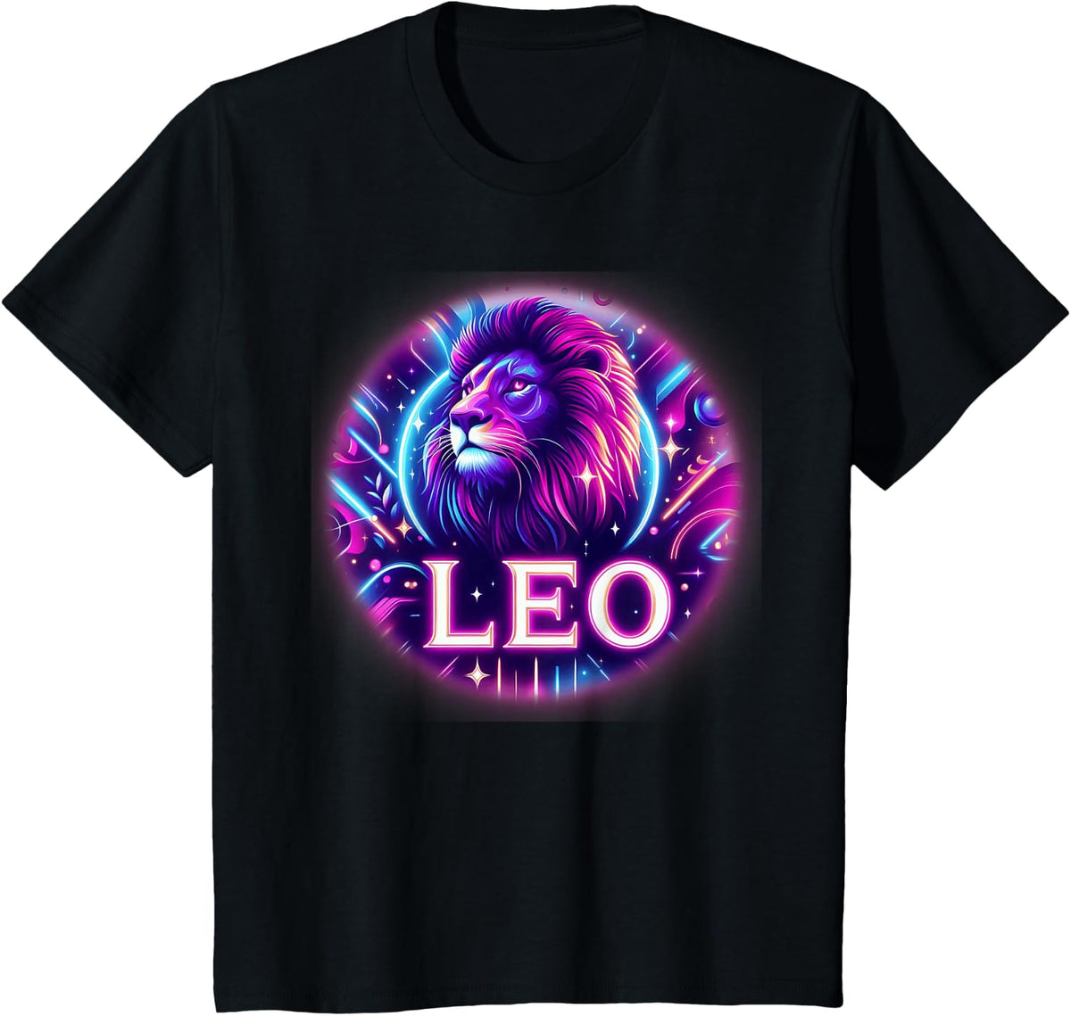 Vibrant Leo Zodiac Lion Astrology Star Sign T-Shirt - Black