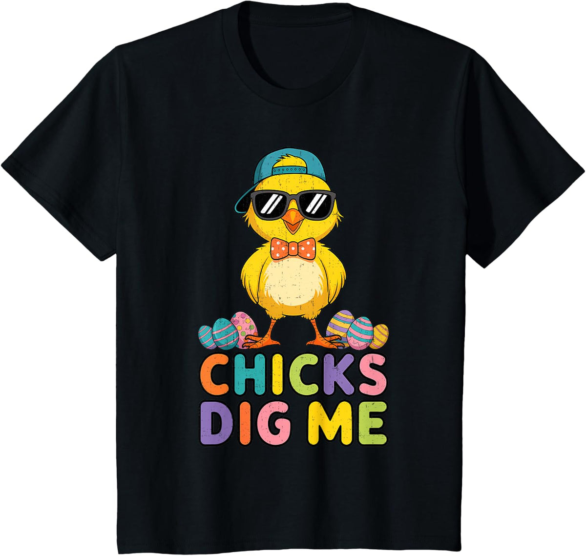 Happy Easter Day Chicks Dig Me Cute Easter Kids Boys Men T-Shirt - Black