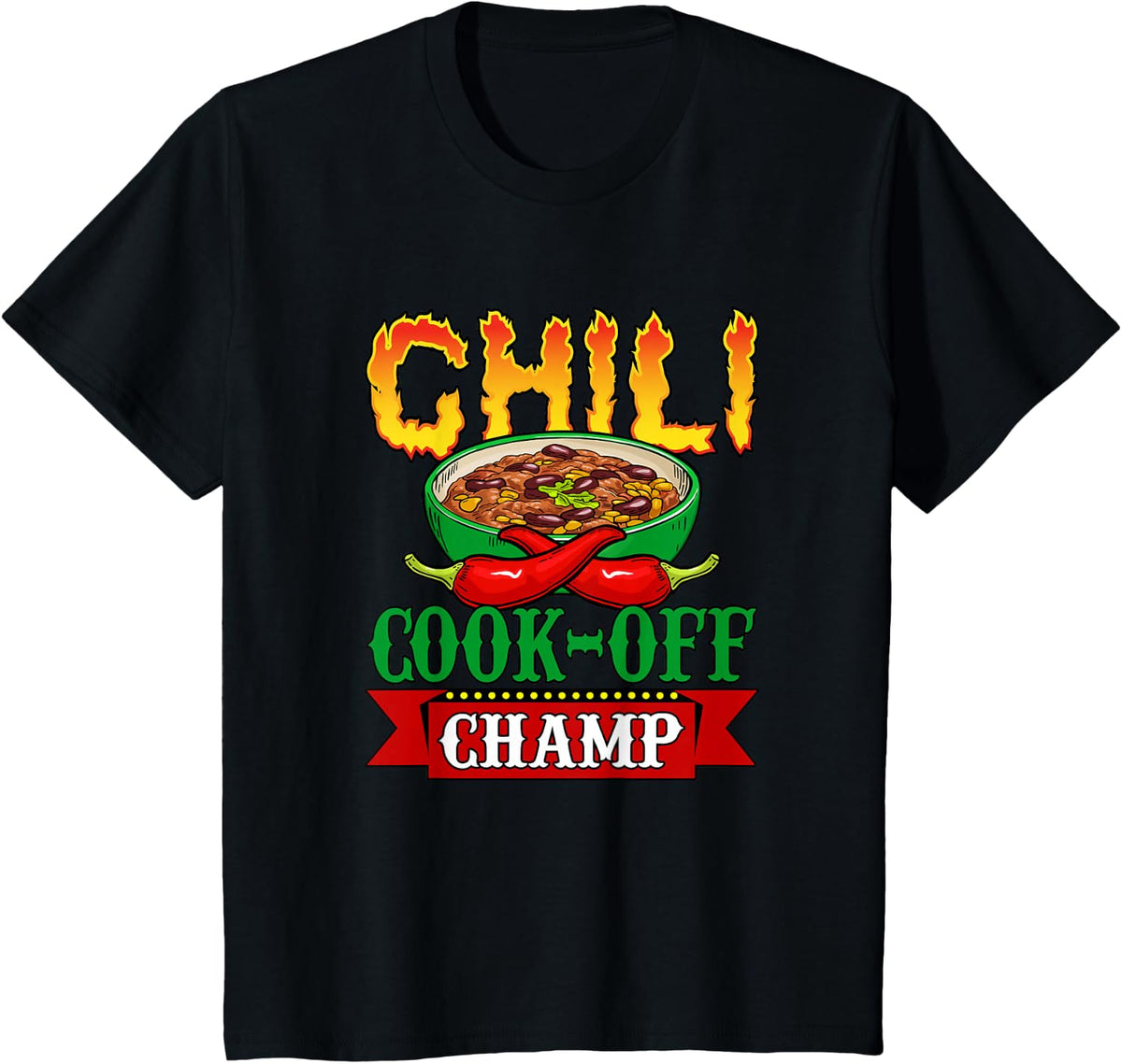 Chili Cook Off Champ Cookoff Competition Contest Winner T-Shirt - Black