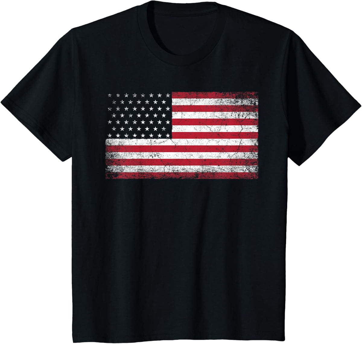 4th of July American Flag Vintage Country T-Shirt Small - Black