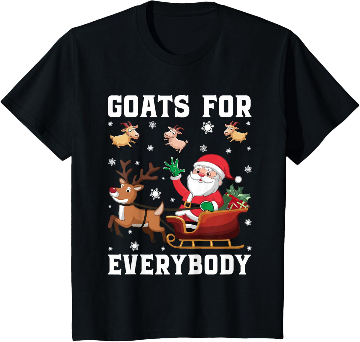 Goats for Everybody Santa Sleigh Funny Christmas Goat Lover T-Shirt - Black