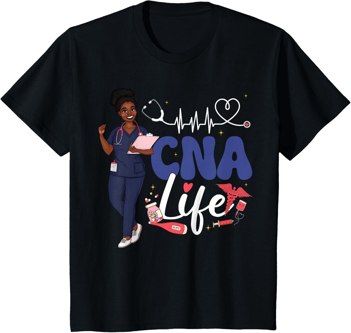 CNA Nurse Black History Month T-Shirt African American Juneteenth Tee - Black