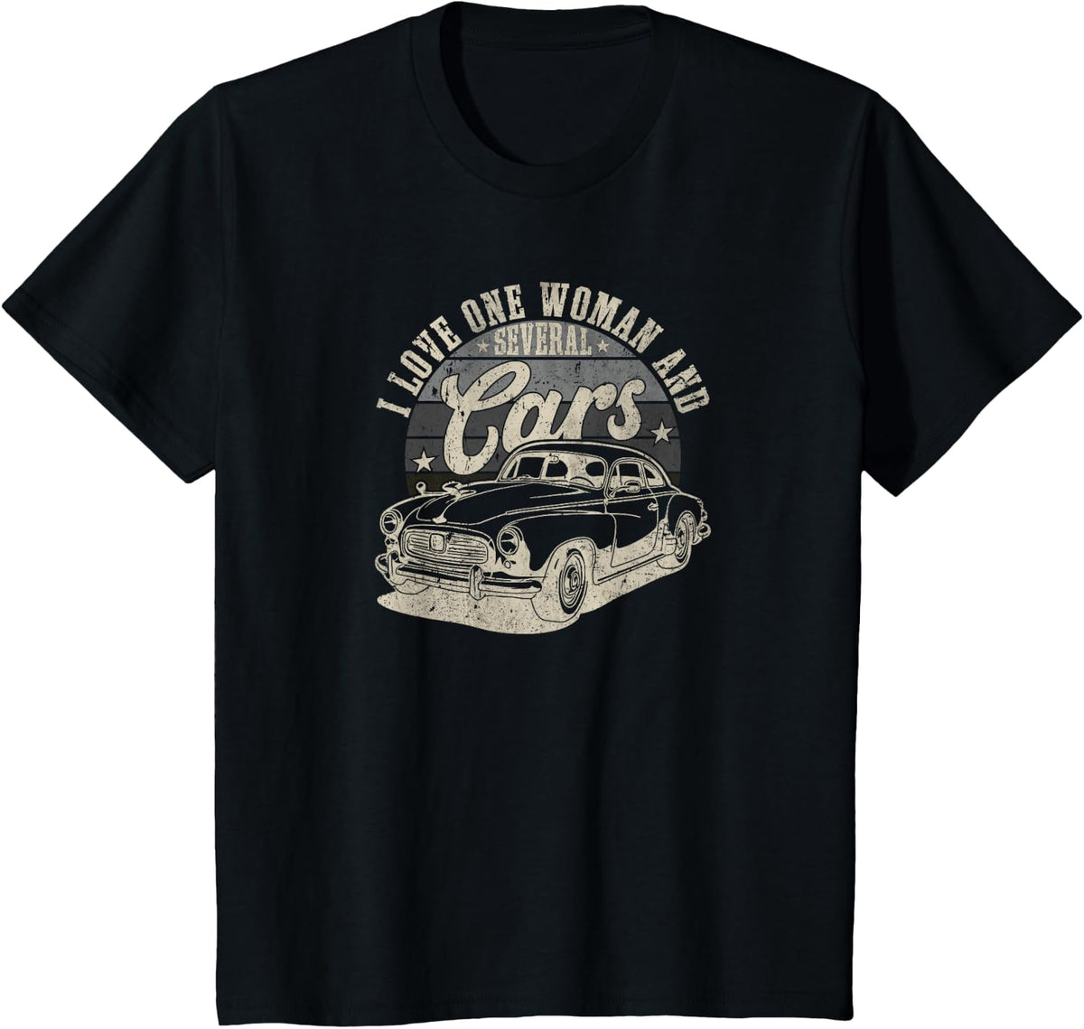 I Love 1 Woman and Several Cars Funny Mechanic Humor Joke T-Shirt - Black