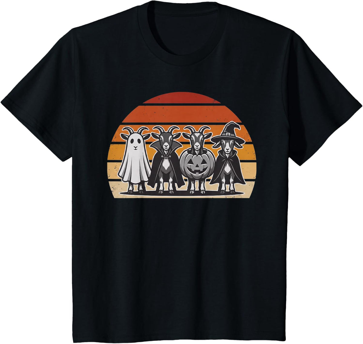 Goat Costume Halloween Group Ghost Vampire Pumpkin Witch T-Shirt - Black