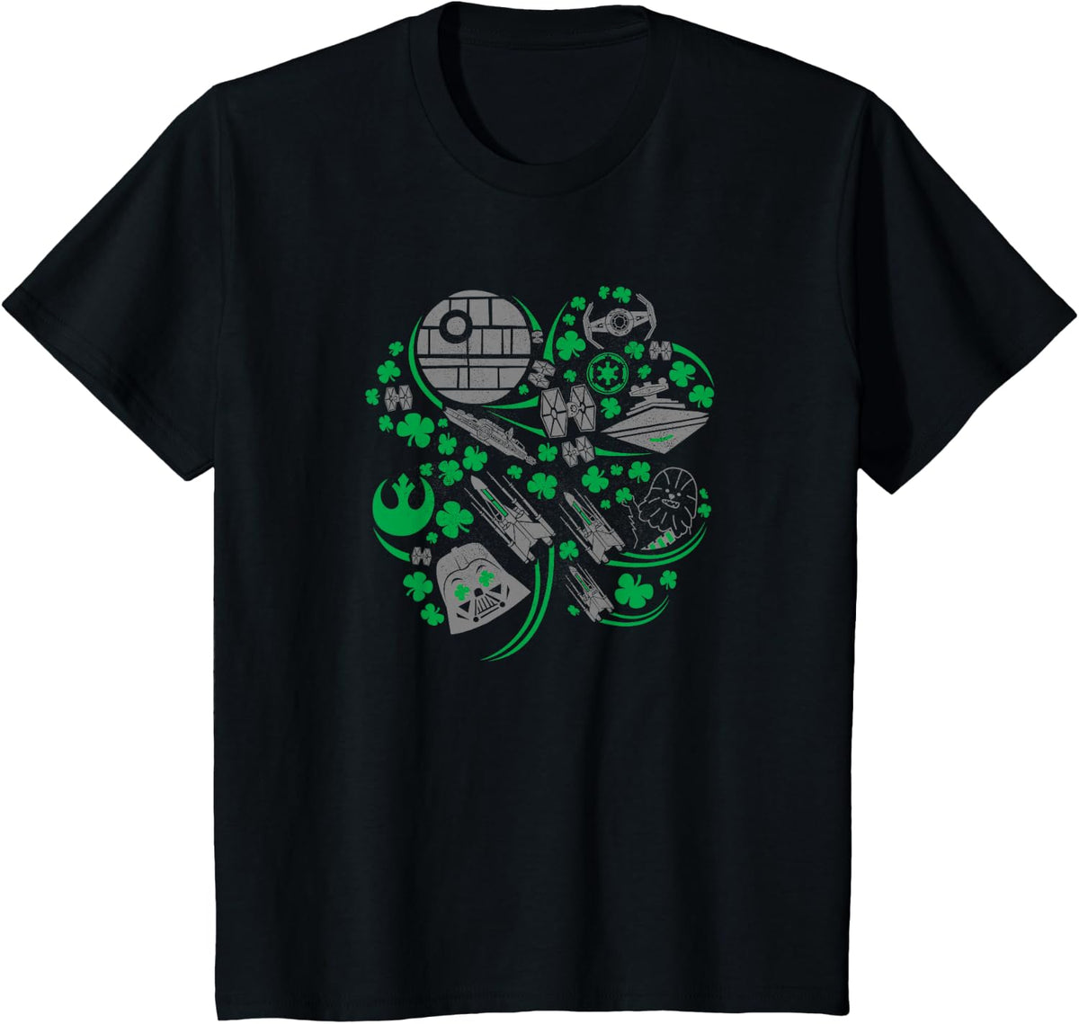 Star Wars Icons Lucky Green 4-Leaf Clover St. Patrick's Day T-Shirt - Black