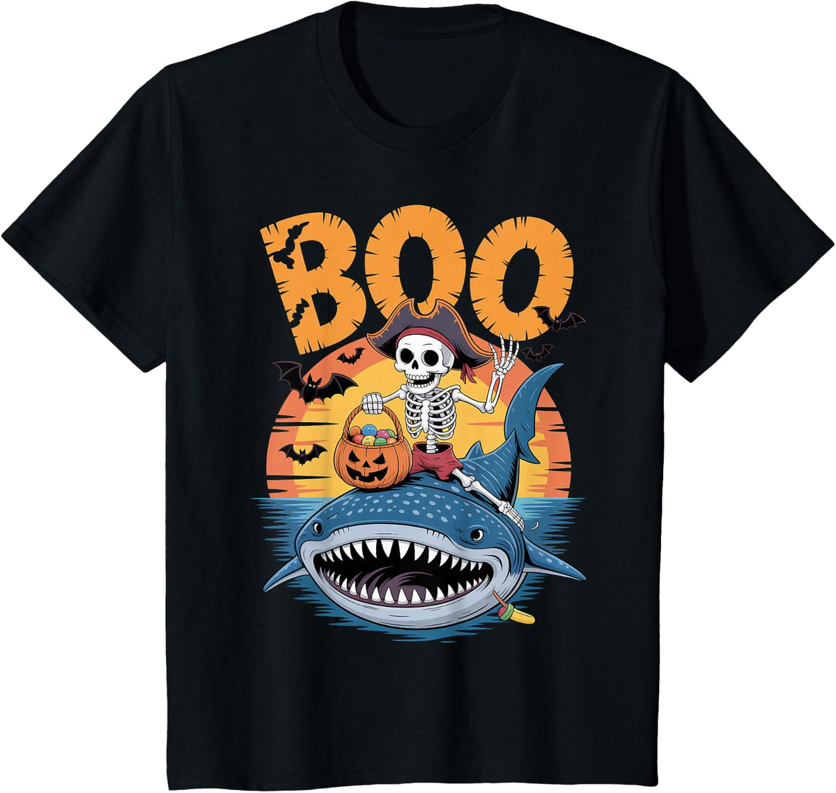 Spooky Whale Shark Costume on Boo Whale Shark Halloween T-Shirt - Black