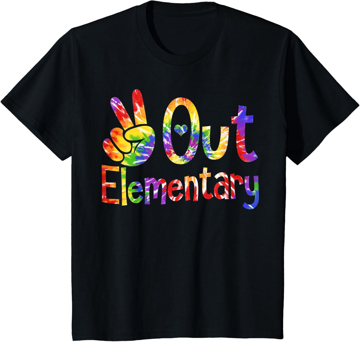 Peace Out Elementary - Last Day of School Graduate Tie Dye T-Shirt - Black