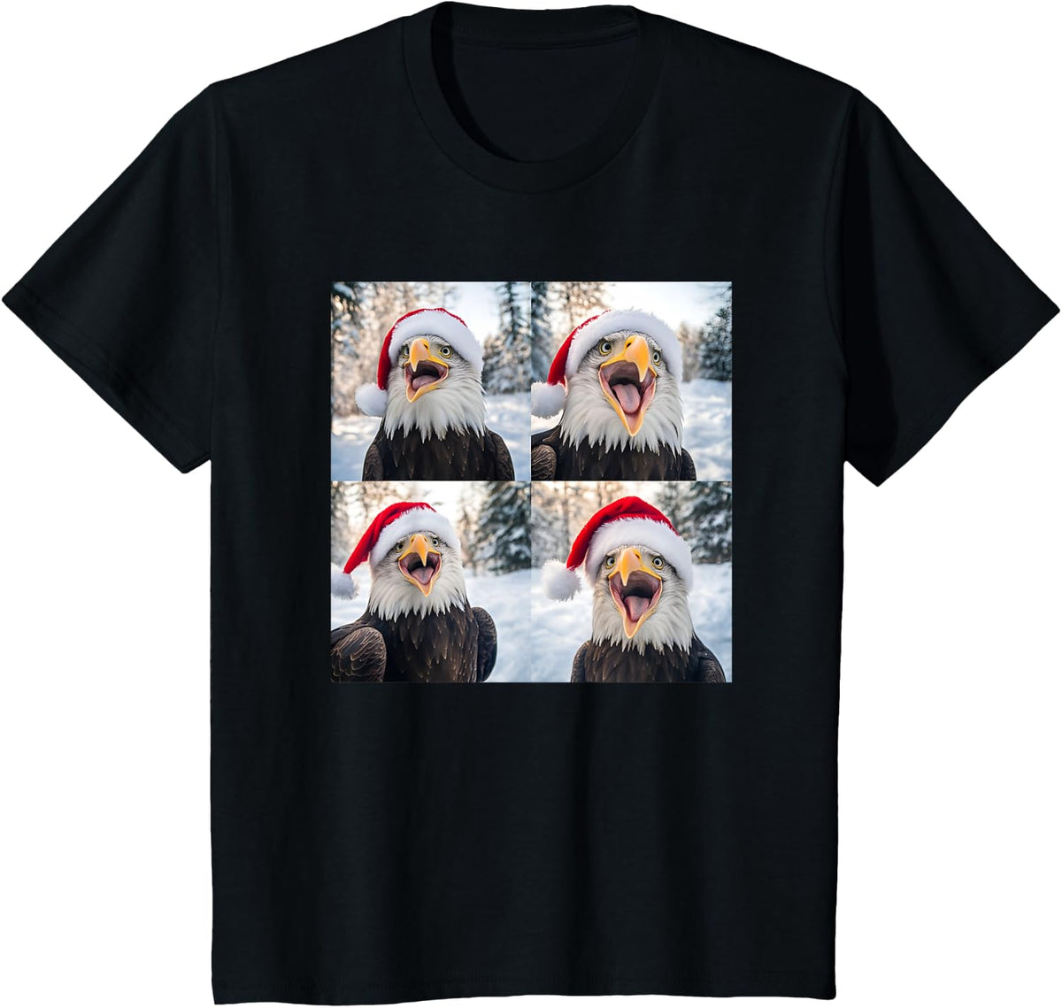 Patriotic American Bald Eagle Christmas T-Shirt - Black