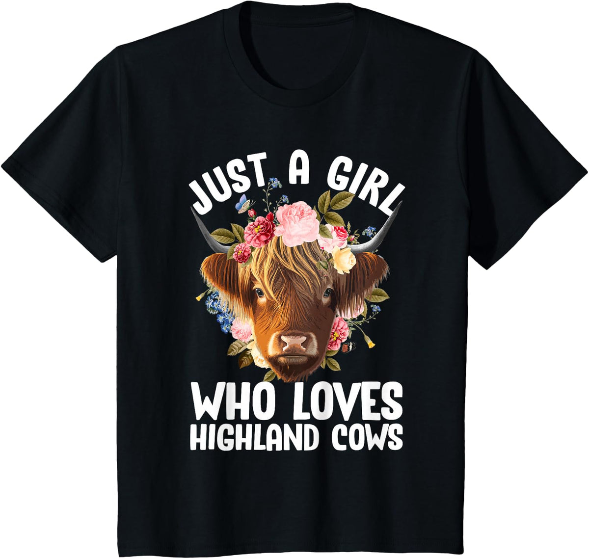 Funny Highland Cow Art For Women Girls Highlander Cow Lover T-Shirt - Black