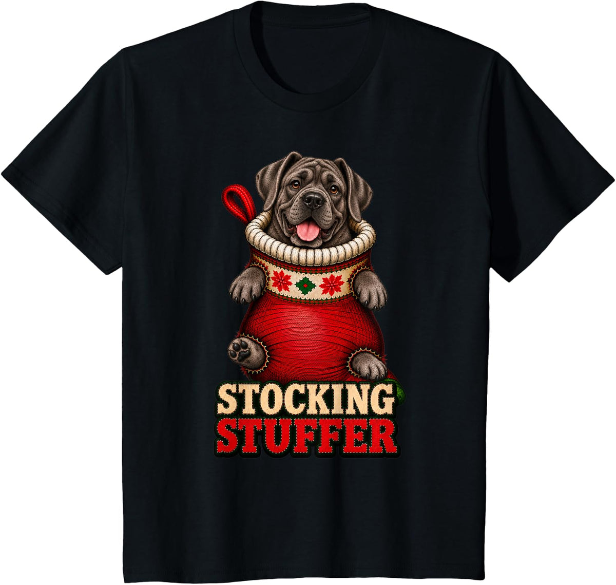 Cane Corso Dog Christmas Stocking Stuffer T-Shirt - Black