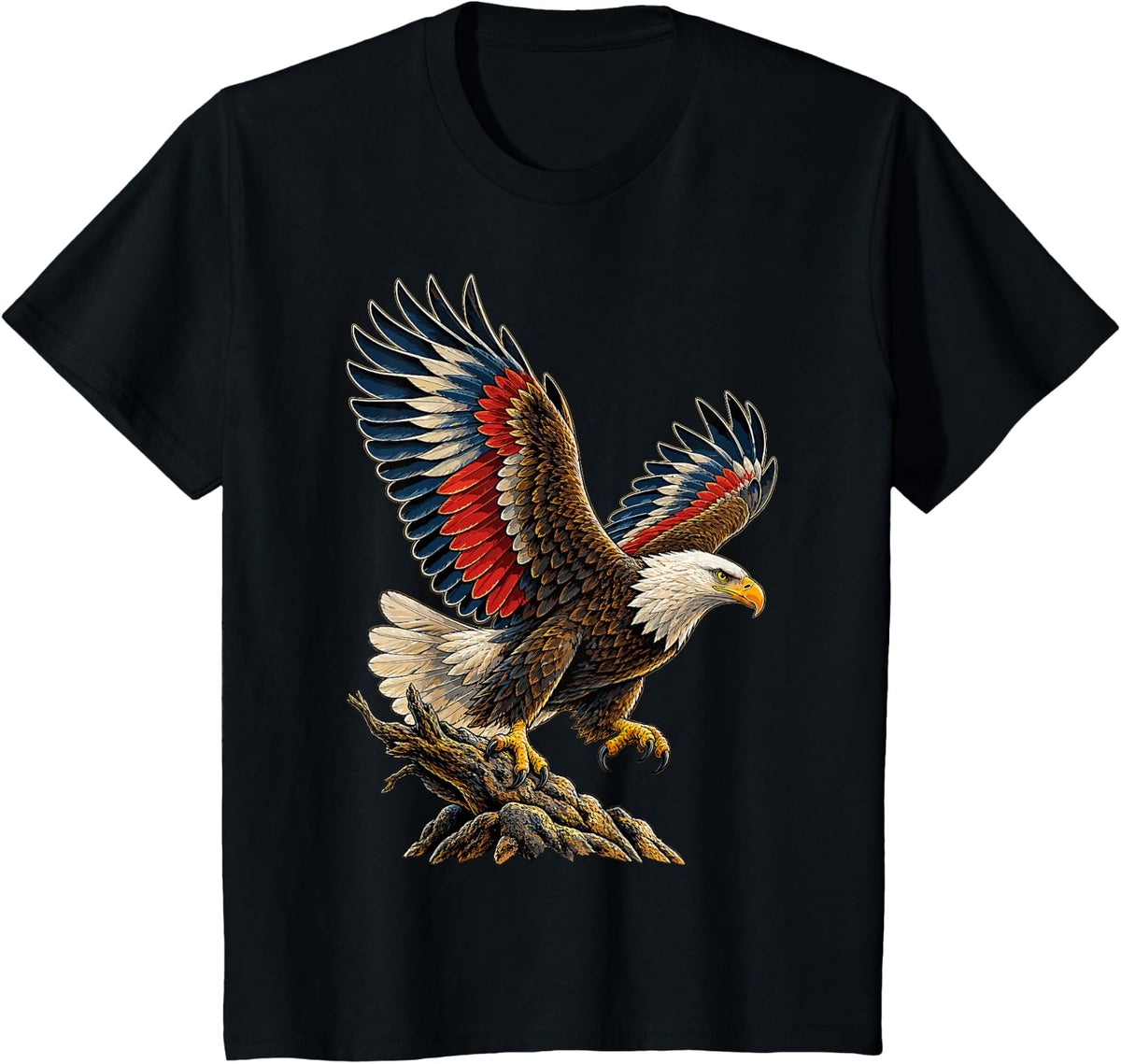 Majestic Bald Eagle in Flight T-Shirt - Black