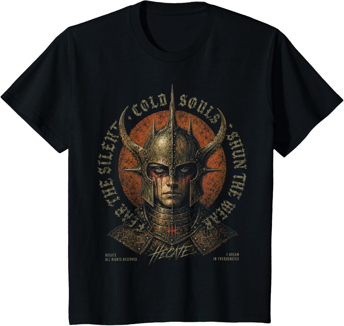 Medieval Knight Gothic Warrior Urban Streetwear Metal Y2K T-Shirt - Black