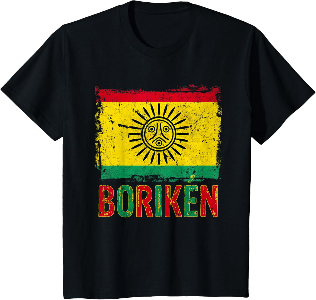 Taino Nation Flag Boriken Borinquen Native American Arawak T-Shirt - Black