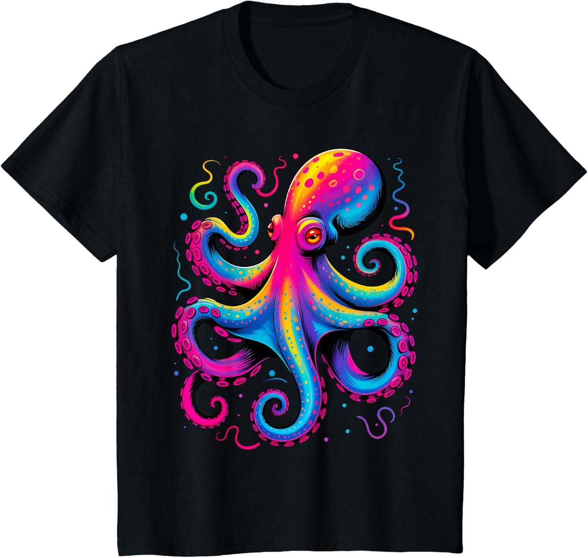 Psychedelic Octopus Kraken T-Shirt - Black