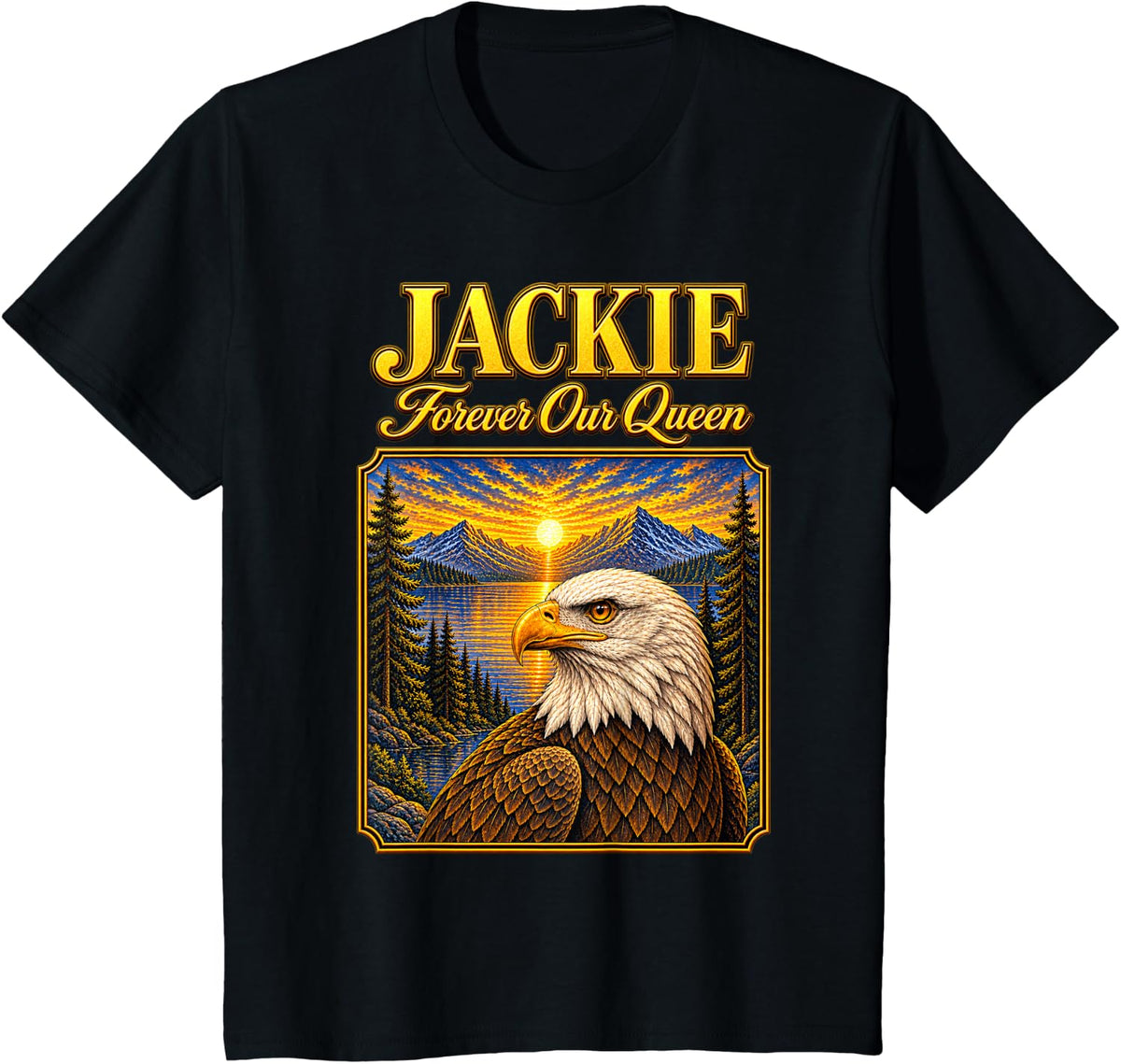 Jackie Forever Our Queen Bald Eagle Memorial Tribute T-Shirt - Black