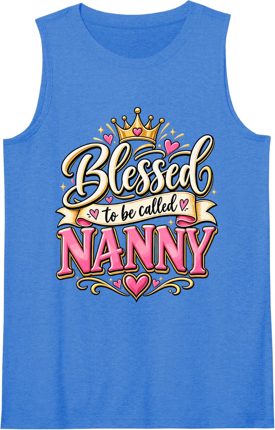 Women's Nanny Pride Designs Funny Grandma Sleeveless Tank Top - Royal Blue