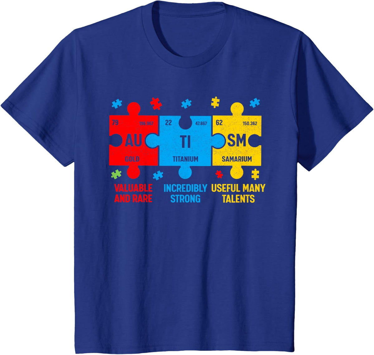 Autism Awareness Elements Periodic Table ASD Men Women Kids T-Shirt - Royal Blue