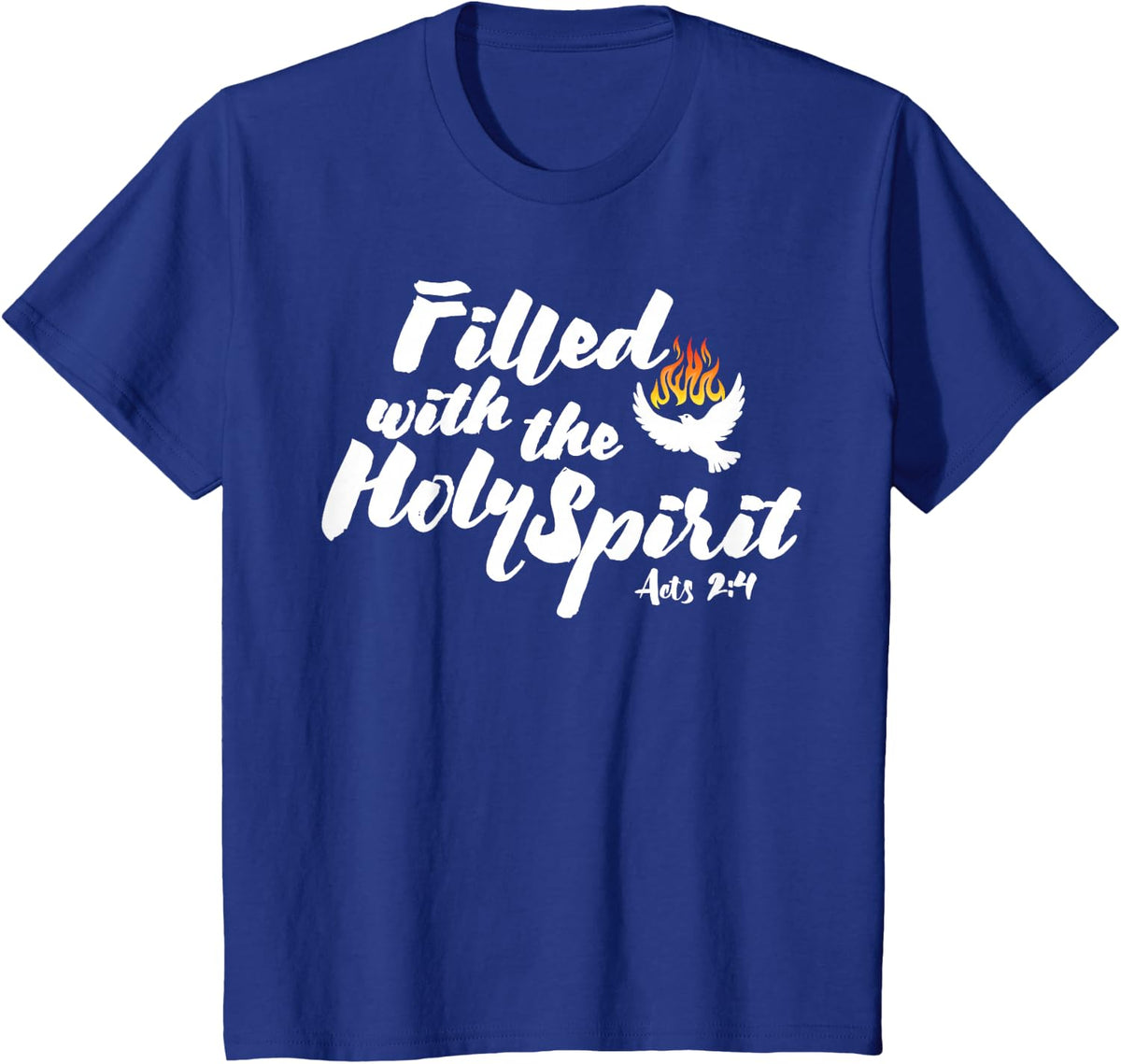 Tongues of Fire Flame Holy Spirit Acts 2 Pentecost Dove T-Shirt - Royal Blue