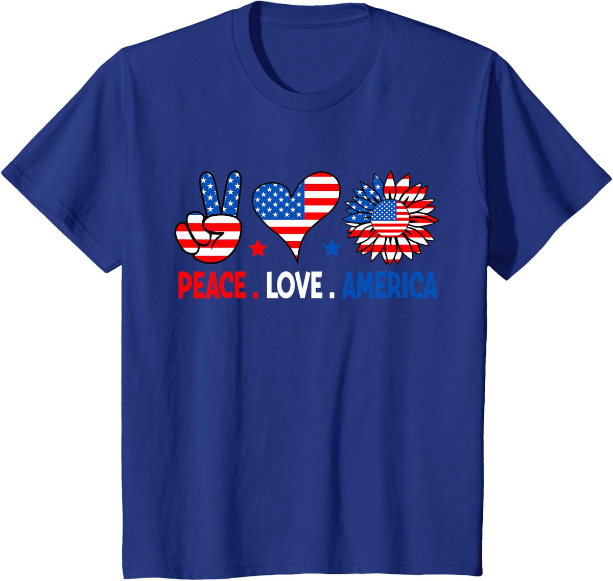 4th Of July Peace Love America US Flag Fourth Of July T-Shirt - Royal Blue