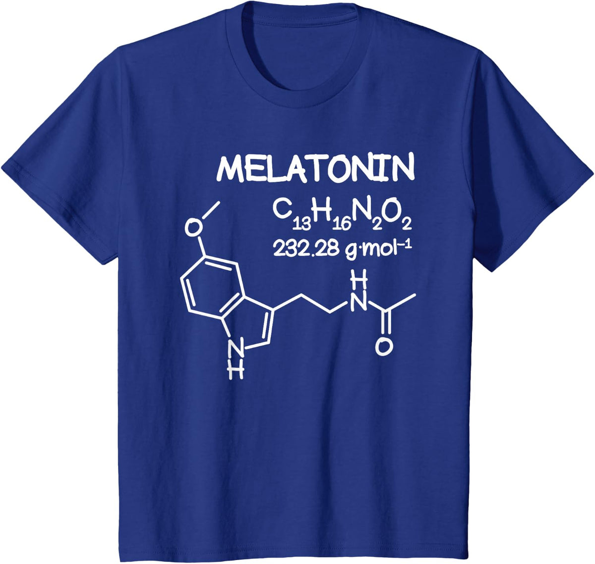 Melatonin Molecule Structure T-Shirt Funny Sleep Tees for Men Women Science Chemistry Shirts - Royal Blue
