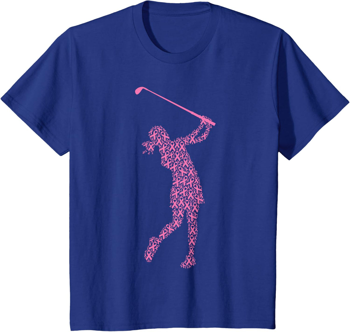 Breast Cancer Awareness Pink Ribbon & Survivor - Golf Swing T-Shirt - Royal Blue