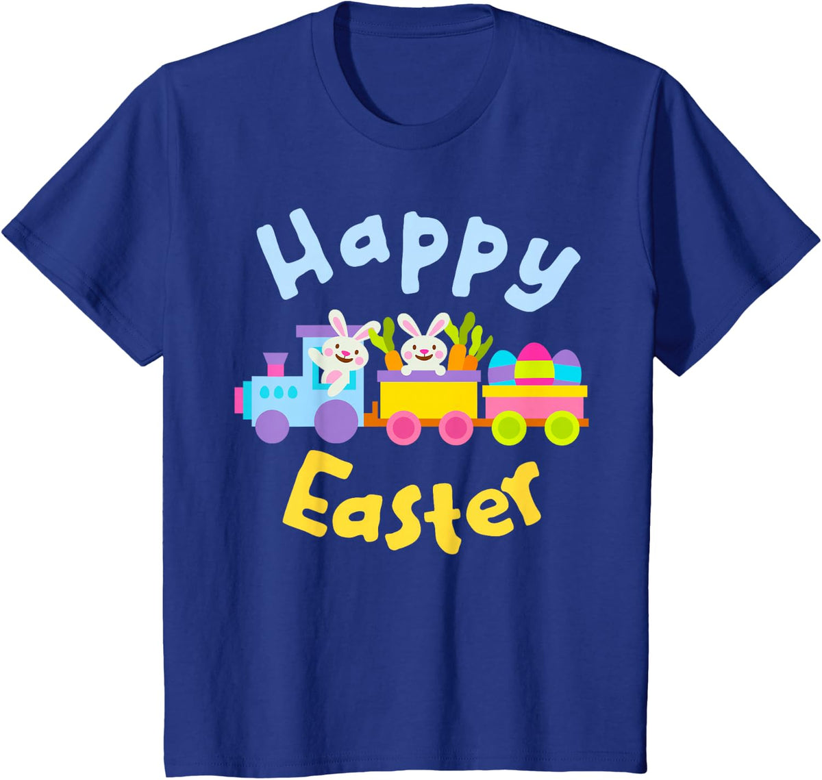 Happy Easter Bunny Train for Boys Girls Kids and Teens T-Shirt - Royal Blue