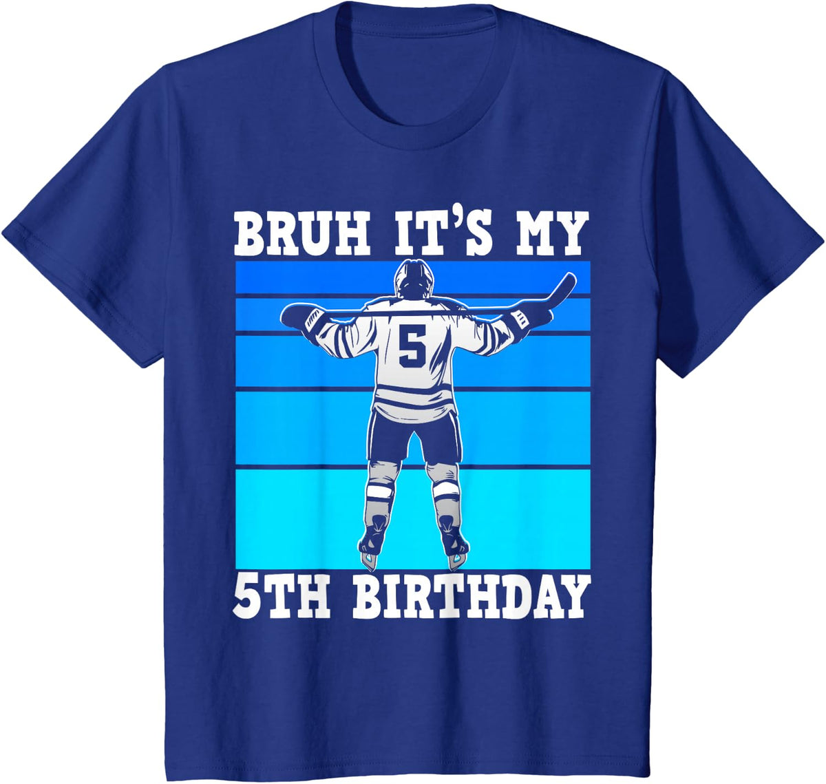 Kids Bruh It's My 5th Birthday Ice Hockey Boys 5 Year Old Hockey T-Shirt - Royal Blue
