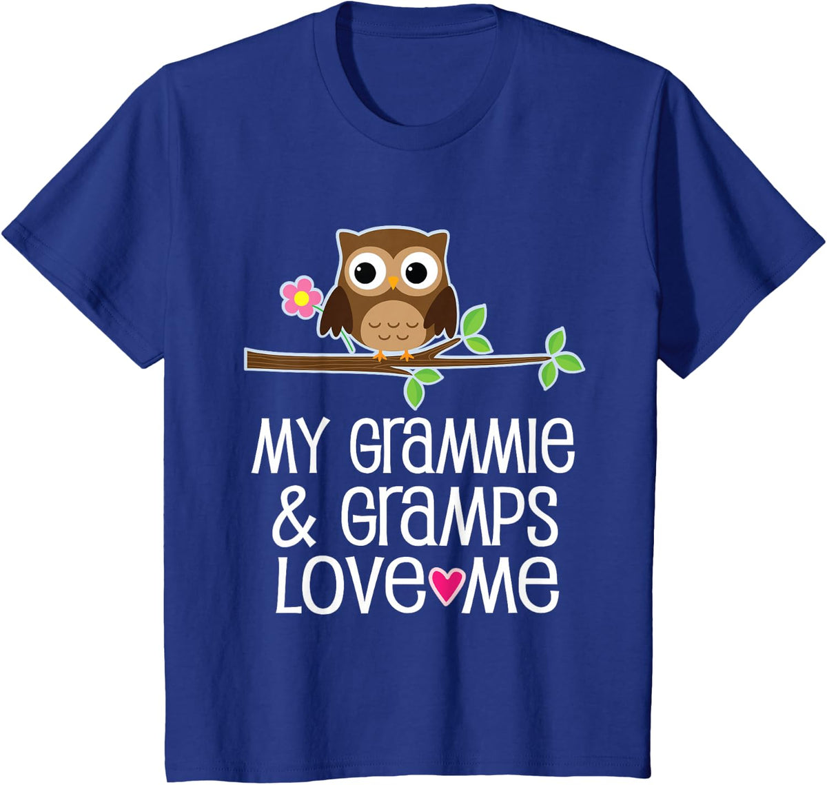 Granddaughter Owl My Grammie and Gramps Love Me Quote T-Shirt - Royal Blue
