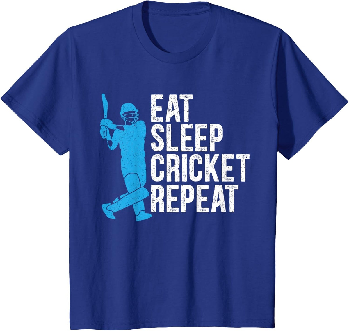 Eat Sleep Cricket Repeat Player Coach Bat Ball Game Sport T-Shirt - Royal Blue