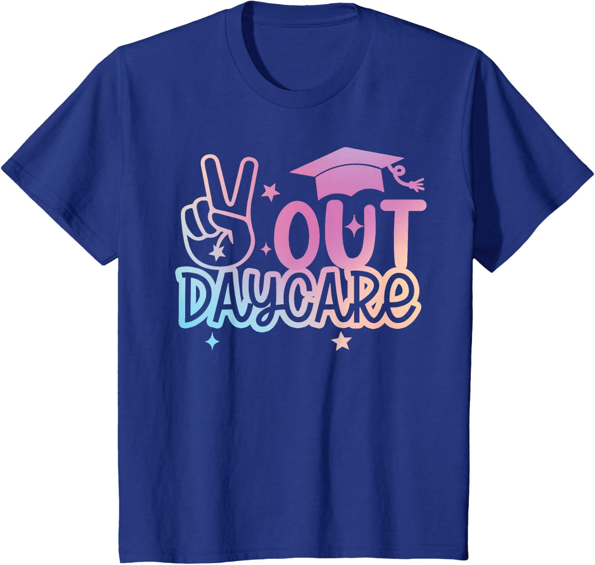 Peace Out Daycare Happy Last Day Of School Tie Dye T-Shirt - Royal Blue