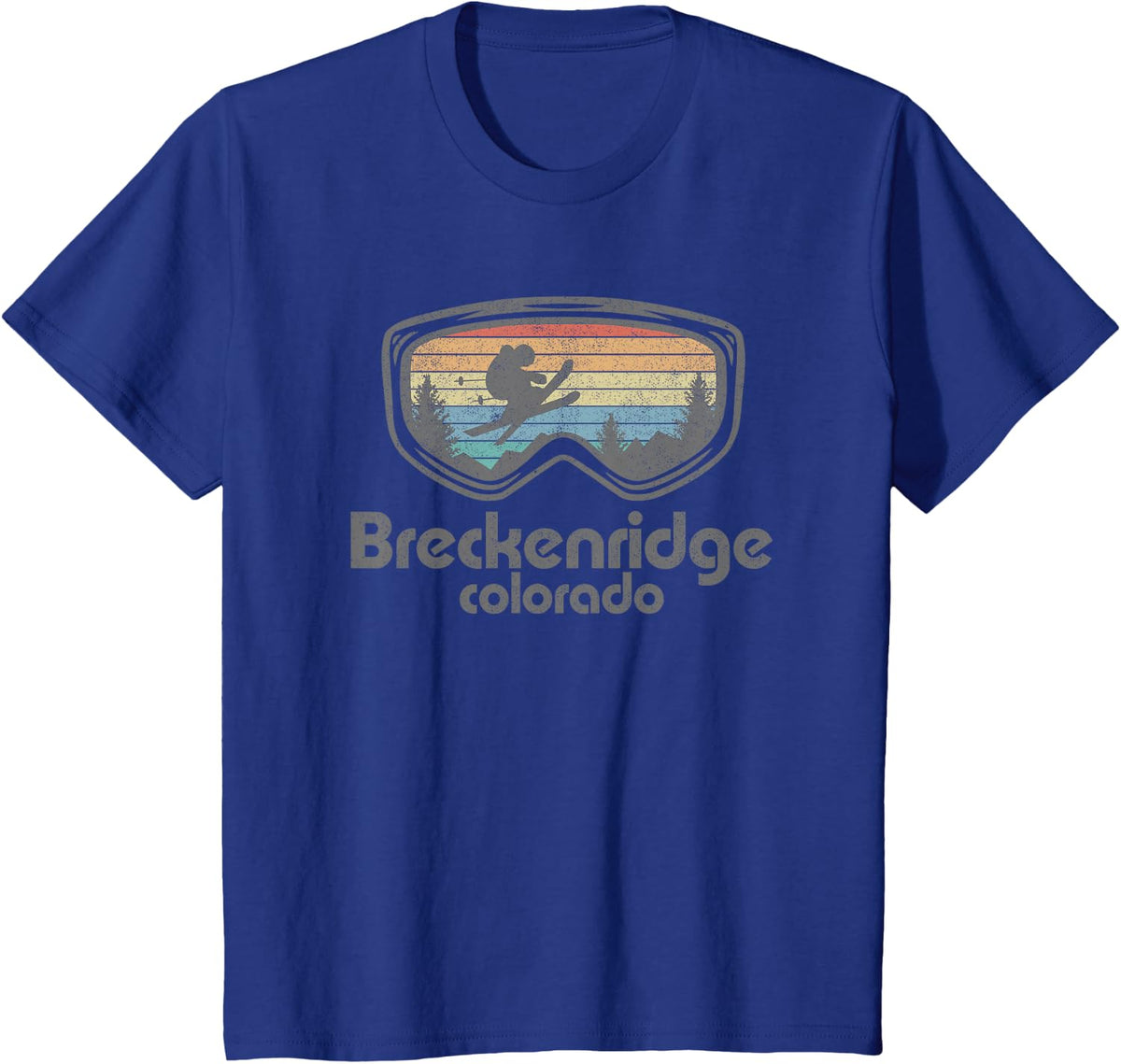 Breckenridge Colorado Ski Mountain Skiing Retro Skier Gift T-Shirt - Royal Blue